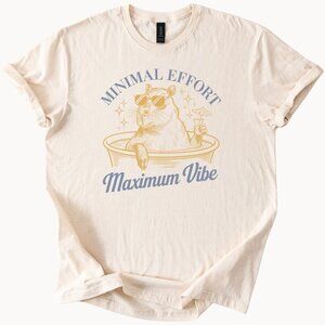 Minimal Effort Maximum Vibe Capybara Hot Tub Funny Animal Graphic T Shirt Chill